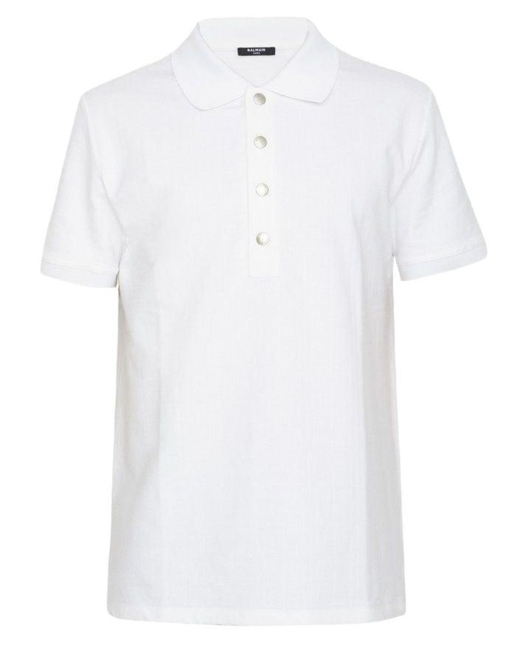 Buy Balmain Pyramid Monogram Cotton Polo Shirt - Blanc_noir At 40% Off