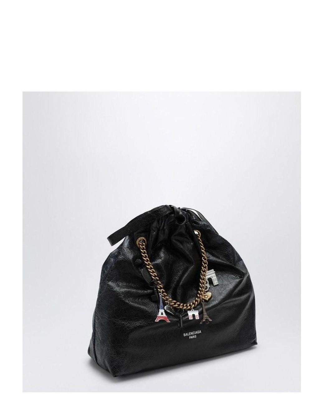 Balenciaga Crush Media Leather Tote Bag in Black | Lyst