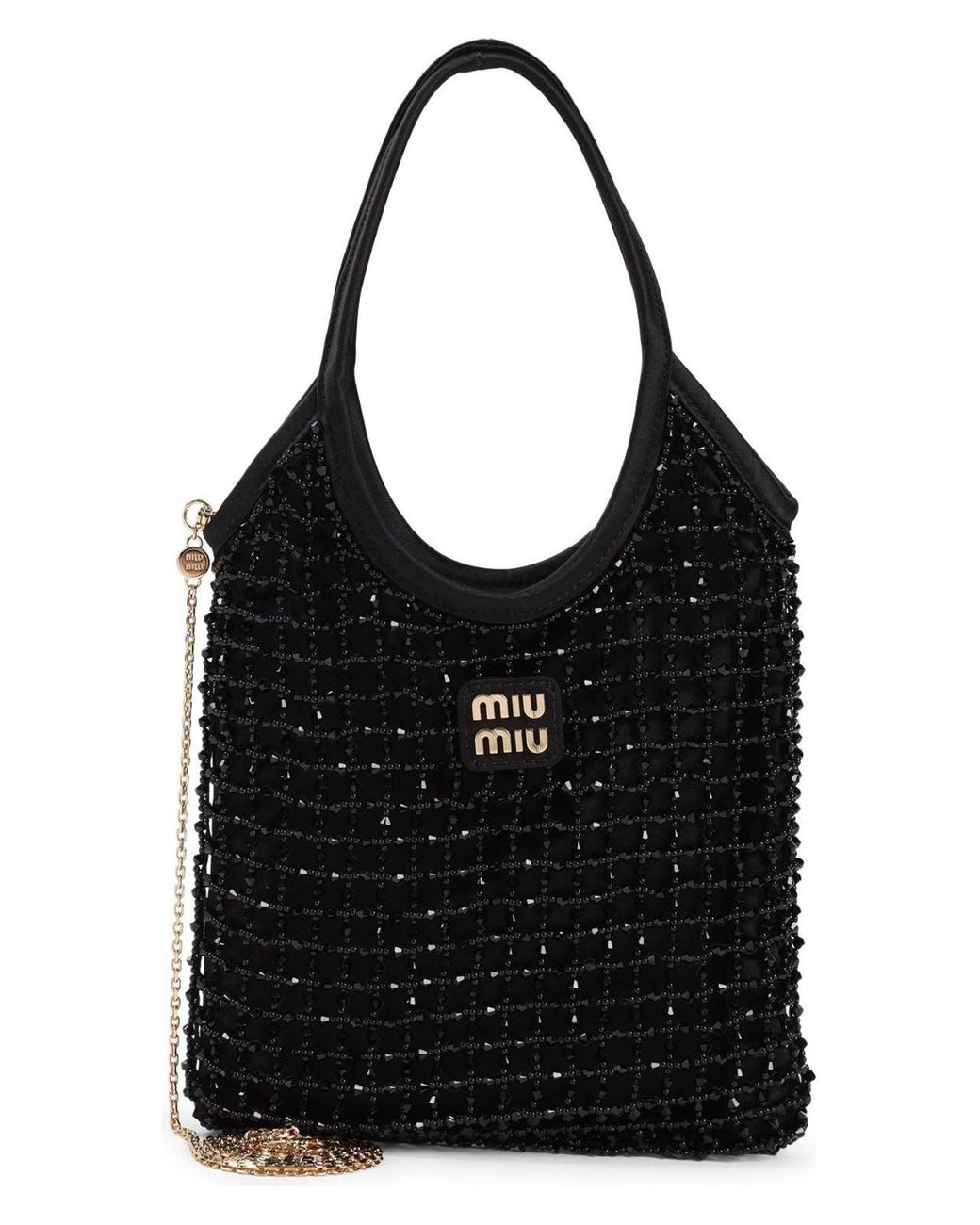 【関税&送料込】Miu Miu Embellished Satin Handbag Miu Miu Small Satin Crystal-Embellished Top-Handle Bag