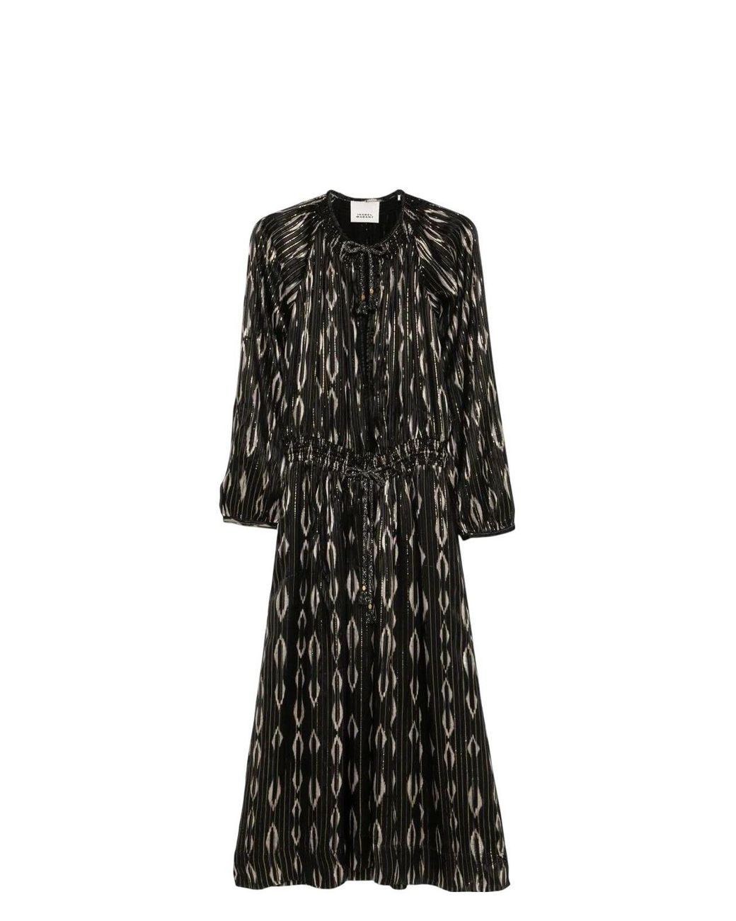 Isabel Marant Ml Sana Dress With Golden Stripes in Black | Lyst