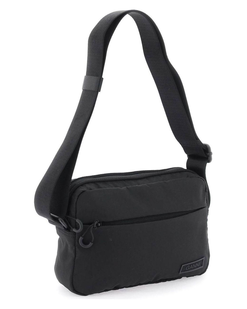 【GANNI】FESTIVAL CROSSBODY BAG GANNI Festival logo-patch Crossbody Bag | Black | FARFETCH