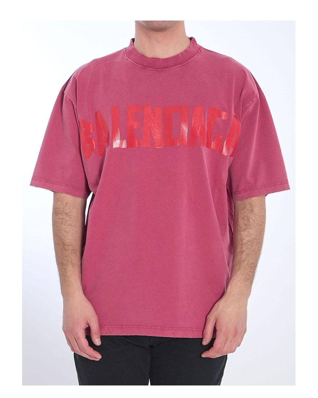 Tシャツ・カットソー BALENCIAGA TAPE TYPE RASPBERRY-COLOURED T-SHIRT Medium-764235TSVK15003_F.jpg?v=1