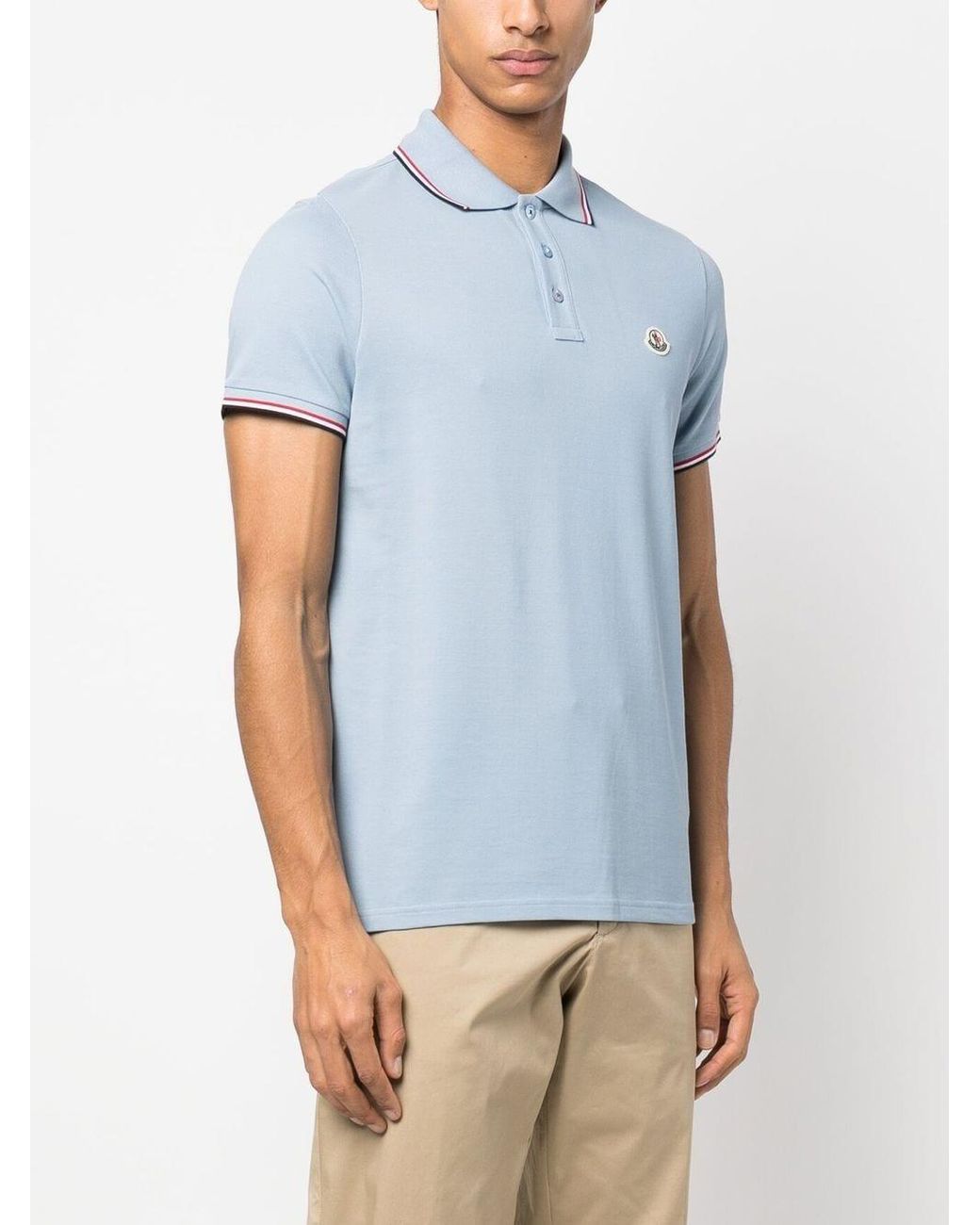 Moncler Logo Polo Shirt in Blue for Men | Lyst
