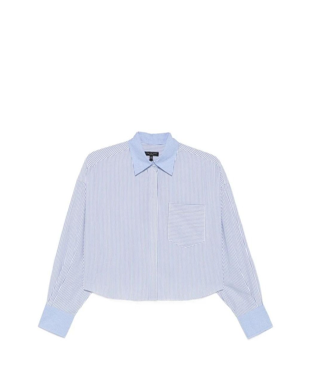 Rag & Bone Blue Striped Cropped Shirt