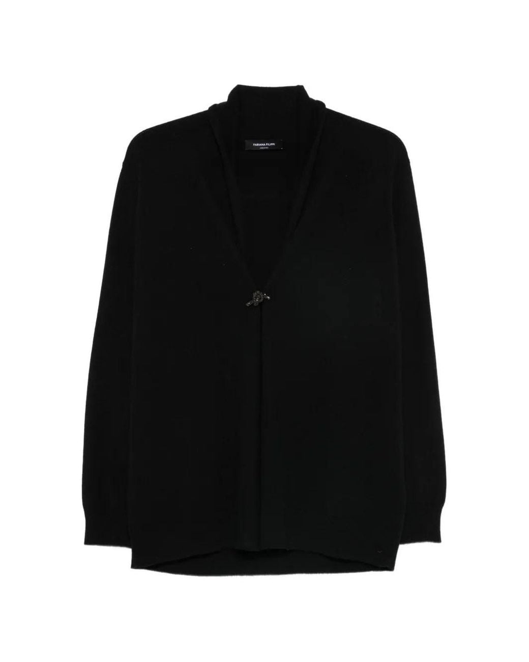 Fabiana Filippi Black Button Jewel Cardigan