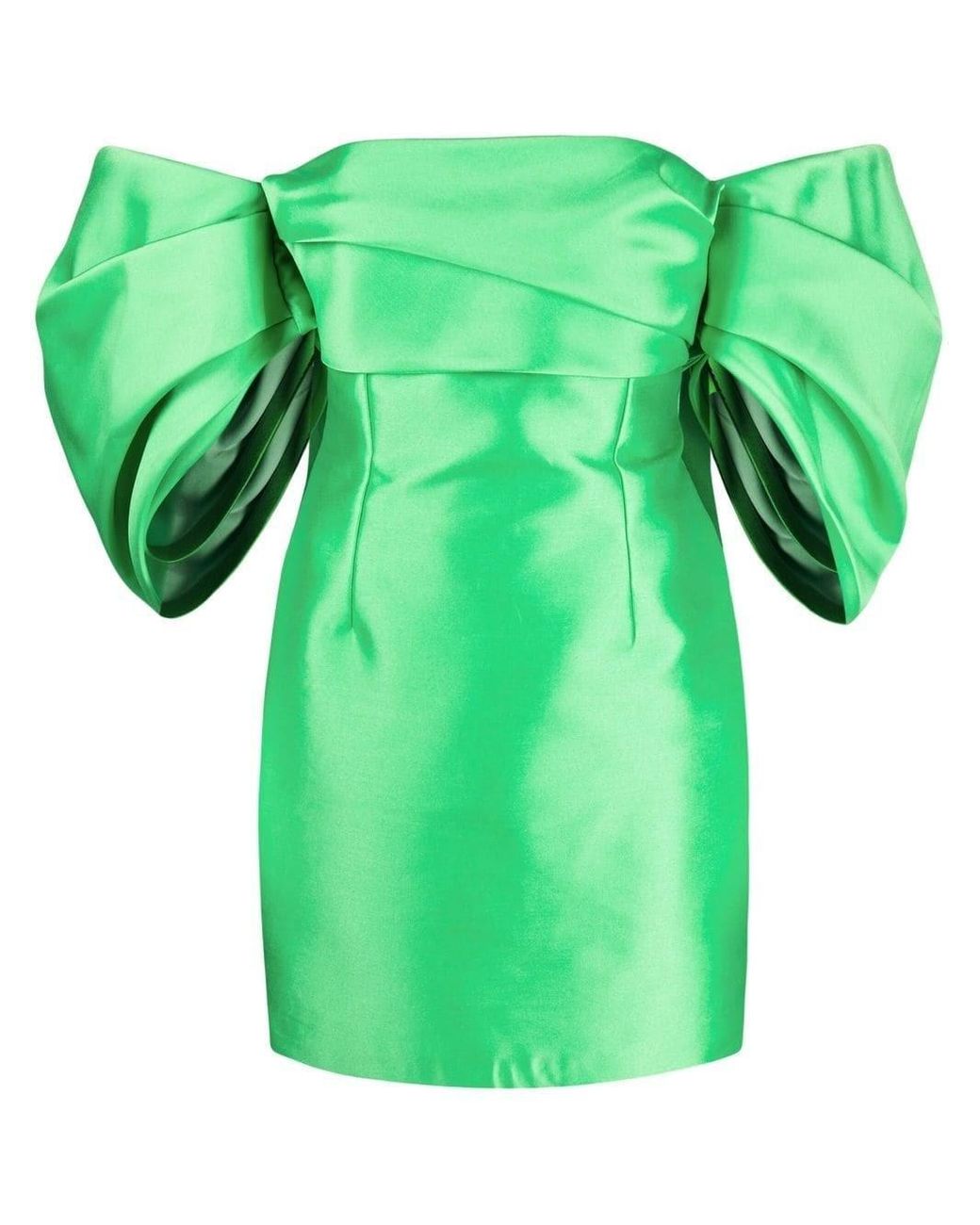Solace London The Elina Puff-sleeve Minidress in Green | Lyst