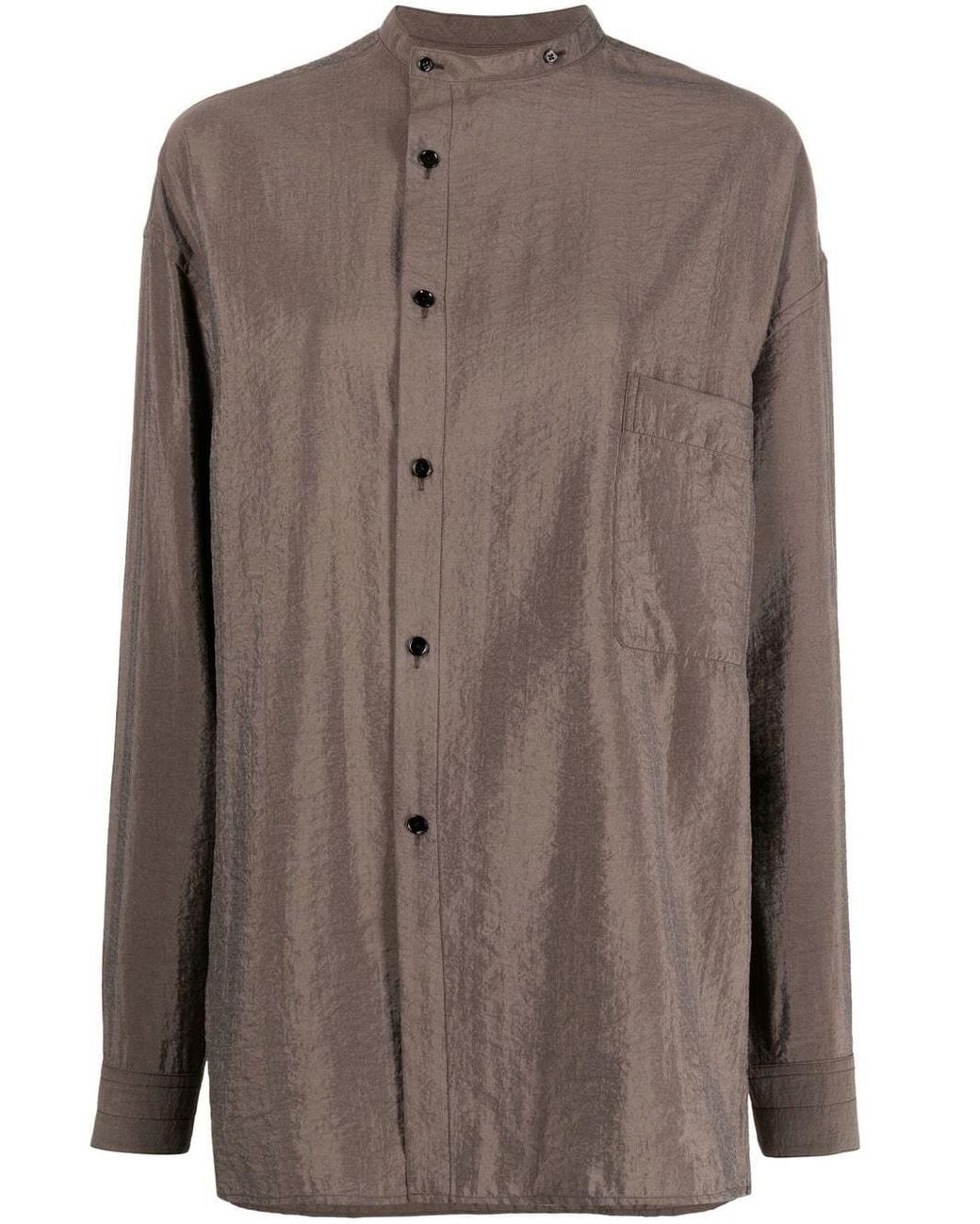 Lemaire Ruched Silk-blend Top in Brown | Lyst