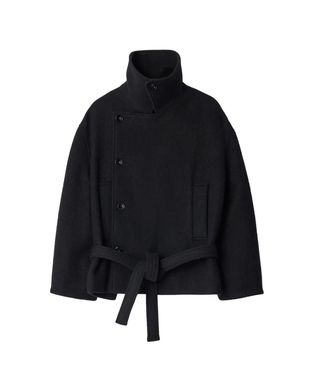 Lemaire Black Short Wrap Coat