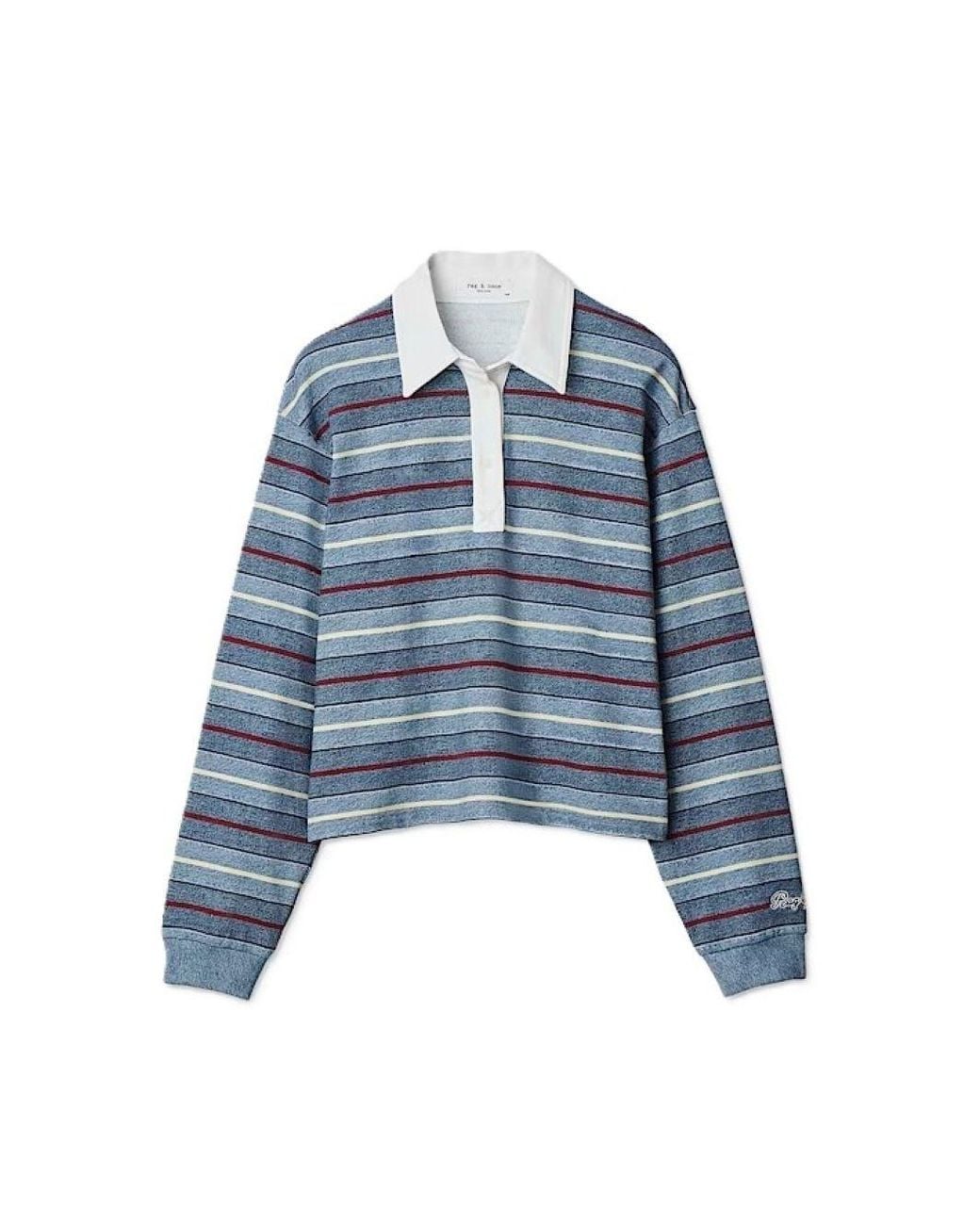 Rag & Bone Blue Miramar Crop Rugby Polo