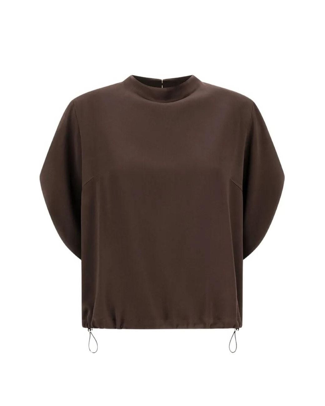 Herno Brown Drawstring Three-Quarter Sleeves Blouse