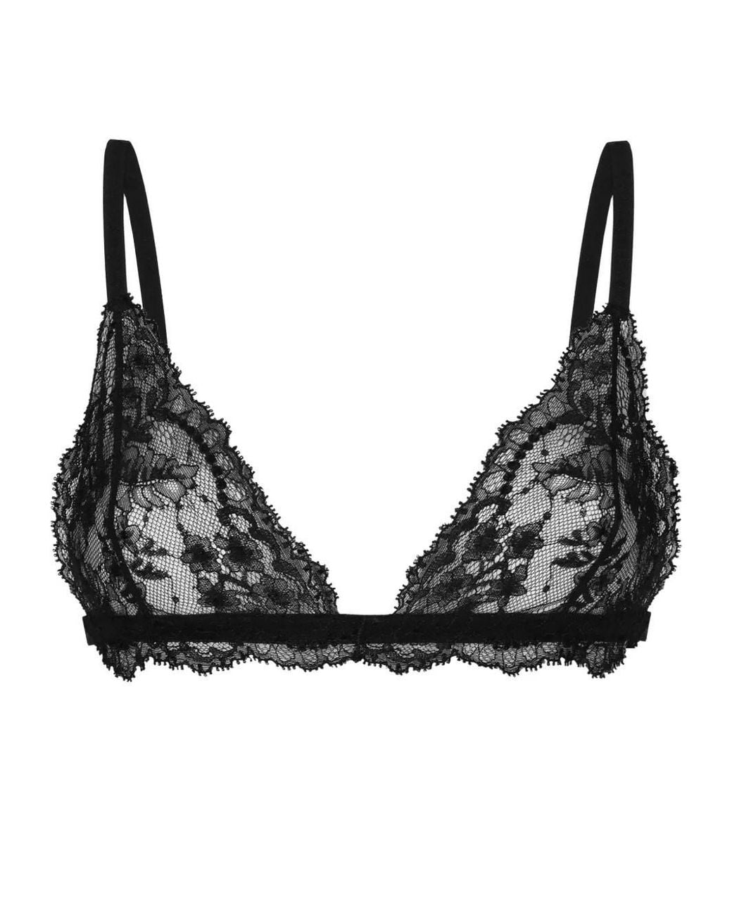 Dolce & Gabbana Black Semi-Sheer Floral-Lace Bral