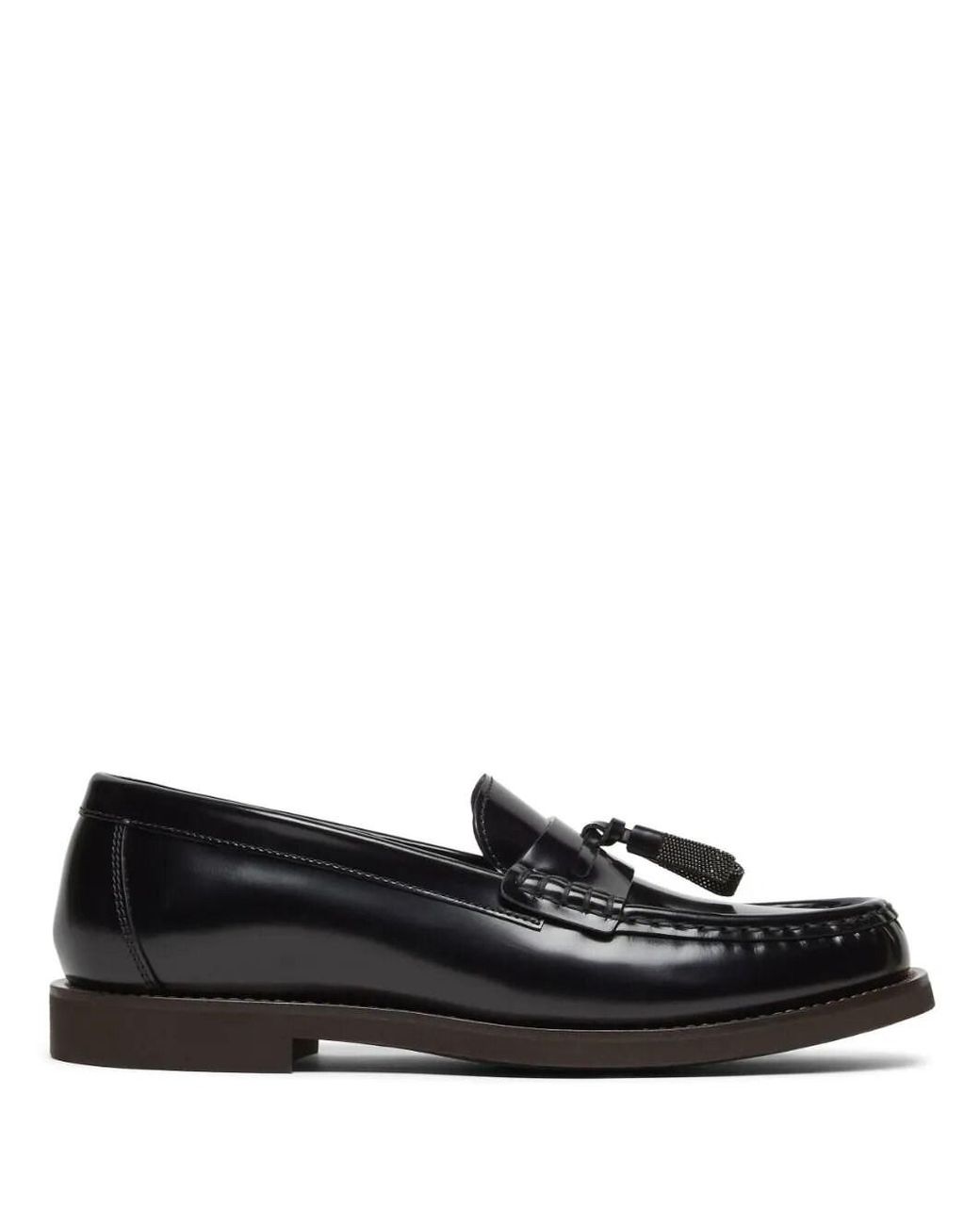 Brunello Cucinelli Black Loafers With Shiny Tassels