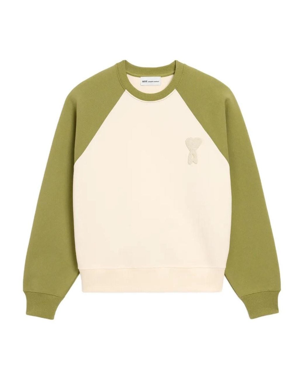AMI Green Ami De Coeur Two-Tone Crochet Sweater