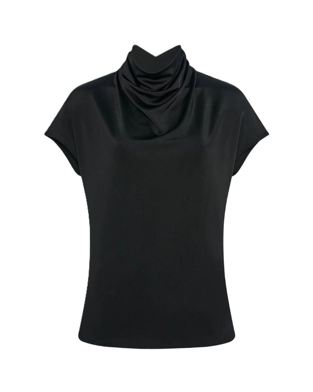 Another Tomorrow Black Fluid Cowl Neck Top