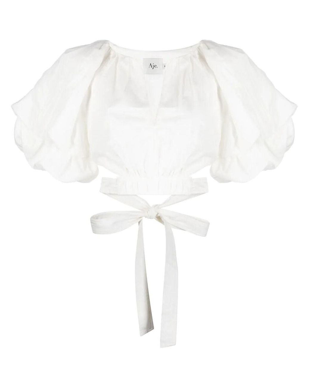 Aje. Puff-sleeve Cut-out Blouse in White | Lyst