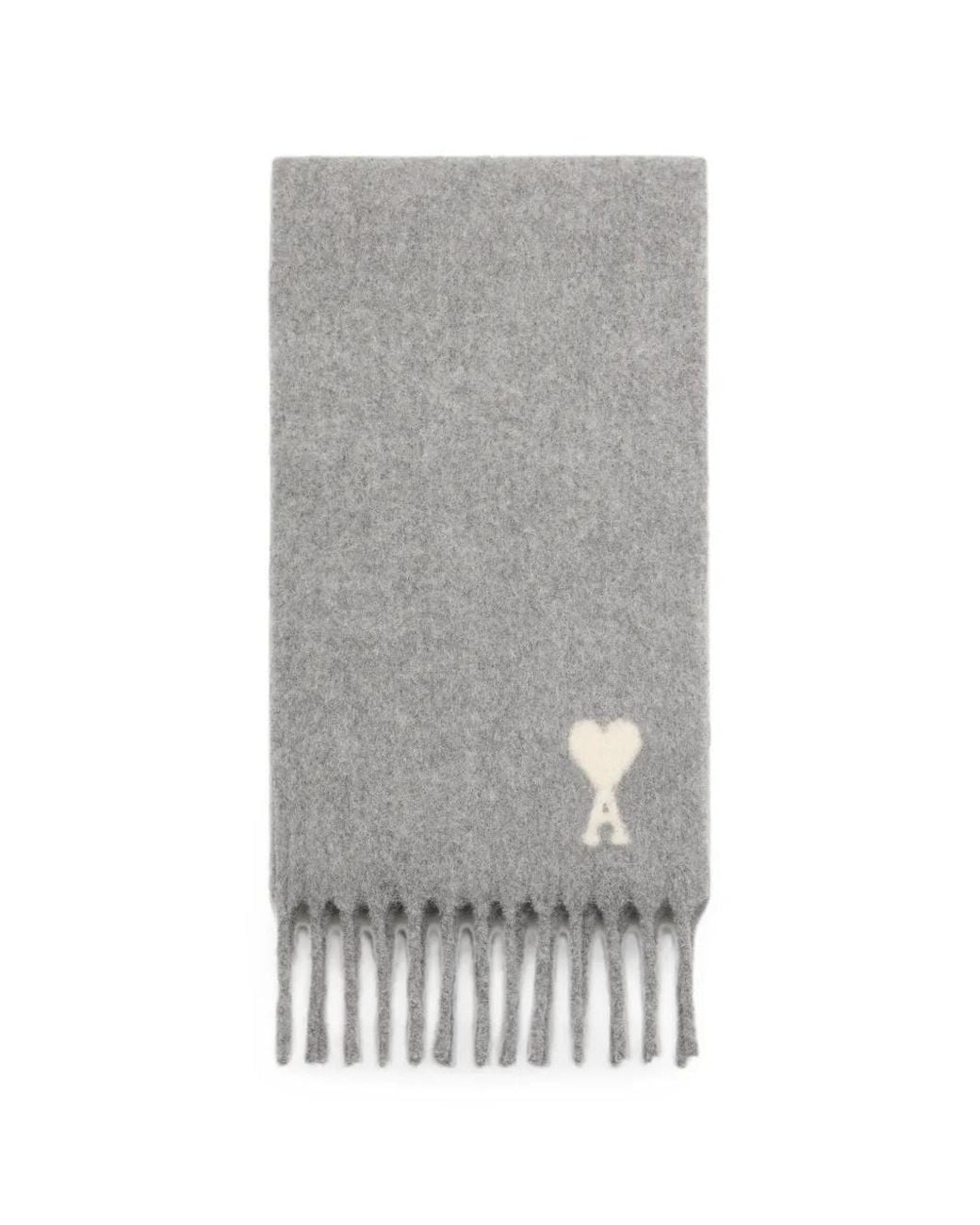 AMI Gray Alpaca Scarf With Ami De Coeur