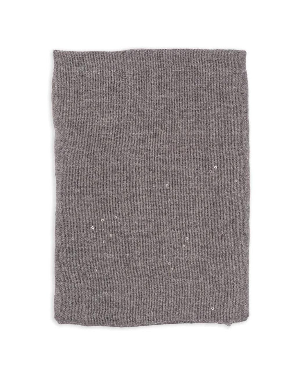 Brunello Cucinelli Gray Sequin-Embellished Frayed Scarf