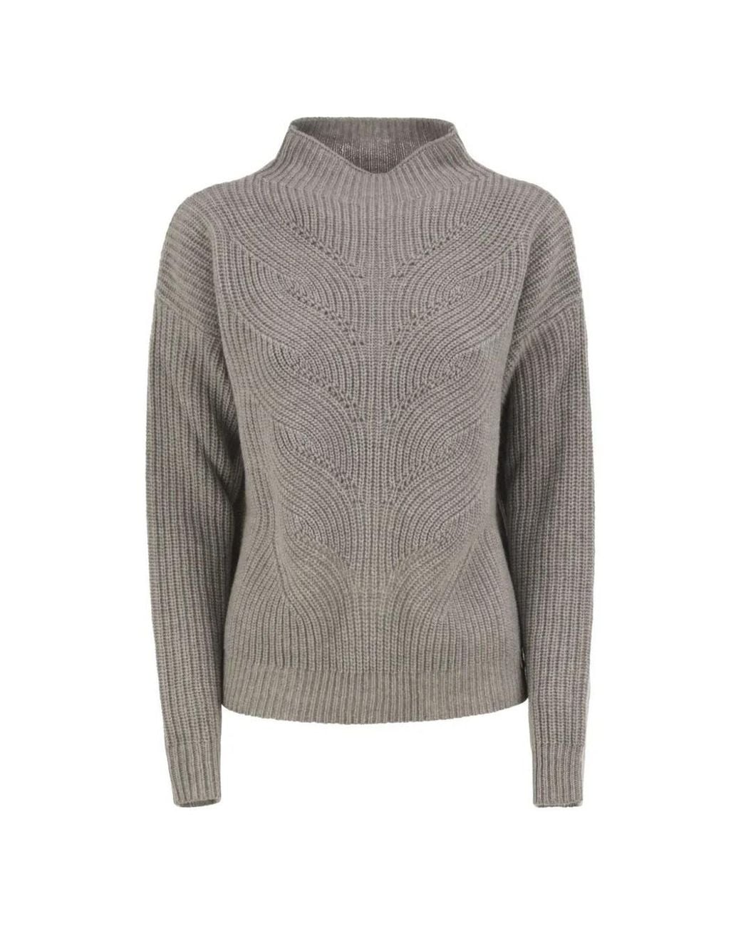 Herno Gray Knit High-Neck Sweater