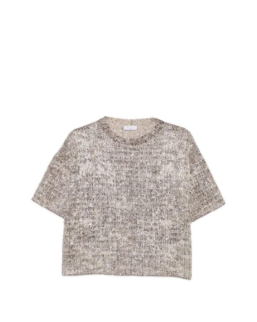 Brunello Cucinelli Gray Dazzling Sweater