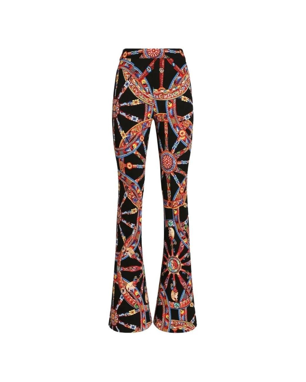 Dolce & Gabbana Black Carretto-Print Viscose Jersey Leggings