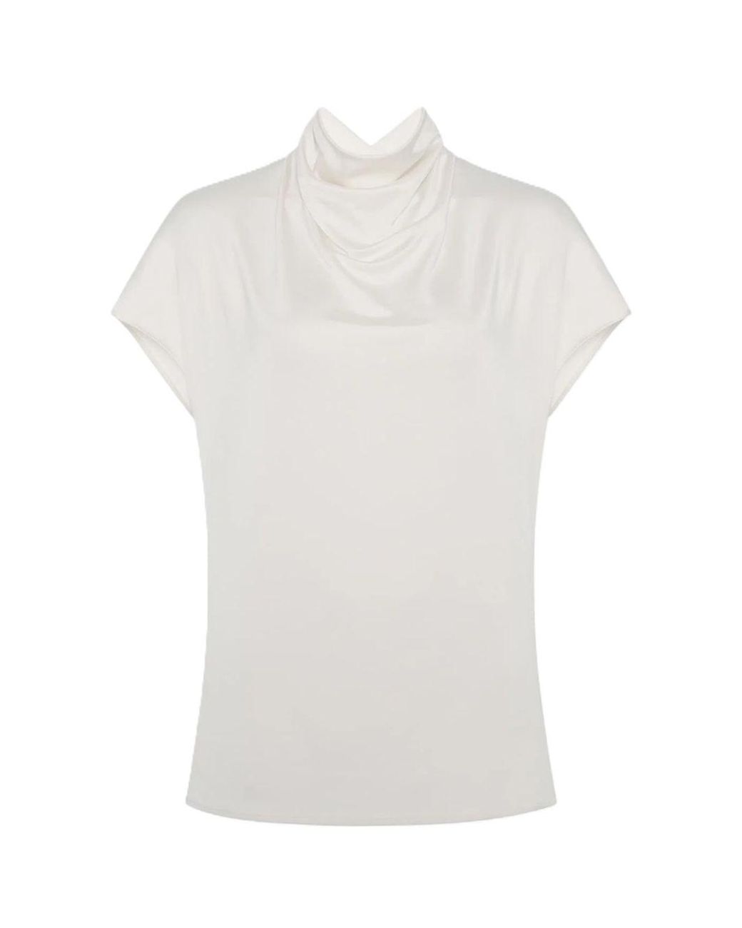 Another Tomorrow White Fluid Cowl Neck Top