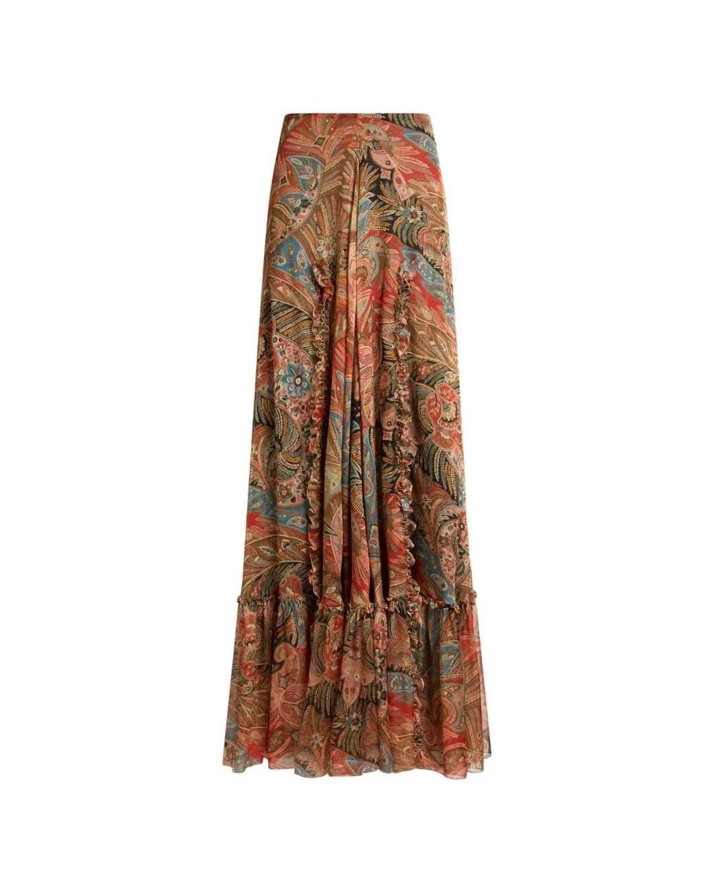 Gonna Lunga Stampata di Etro in Brown