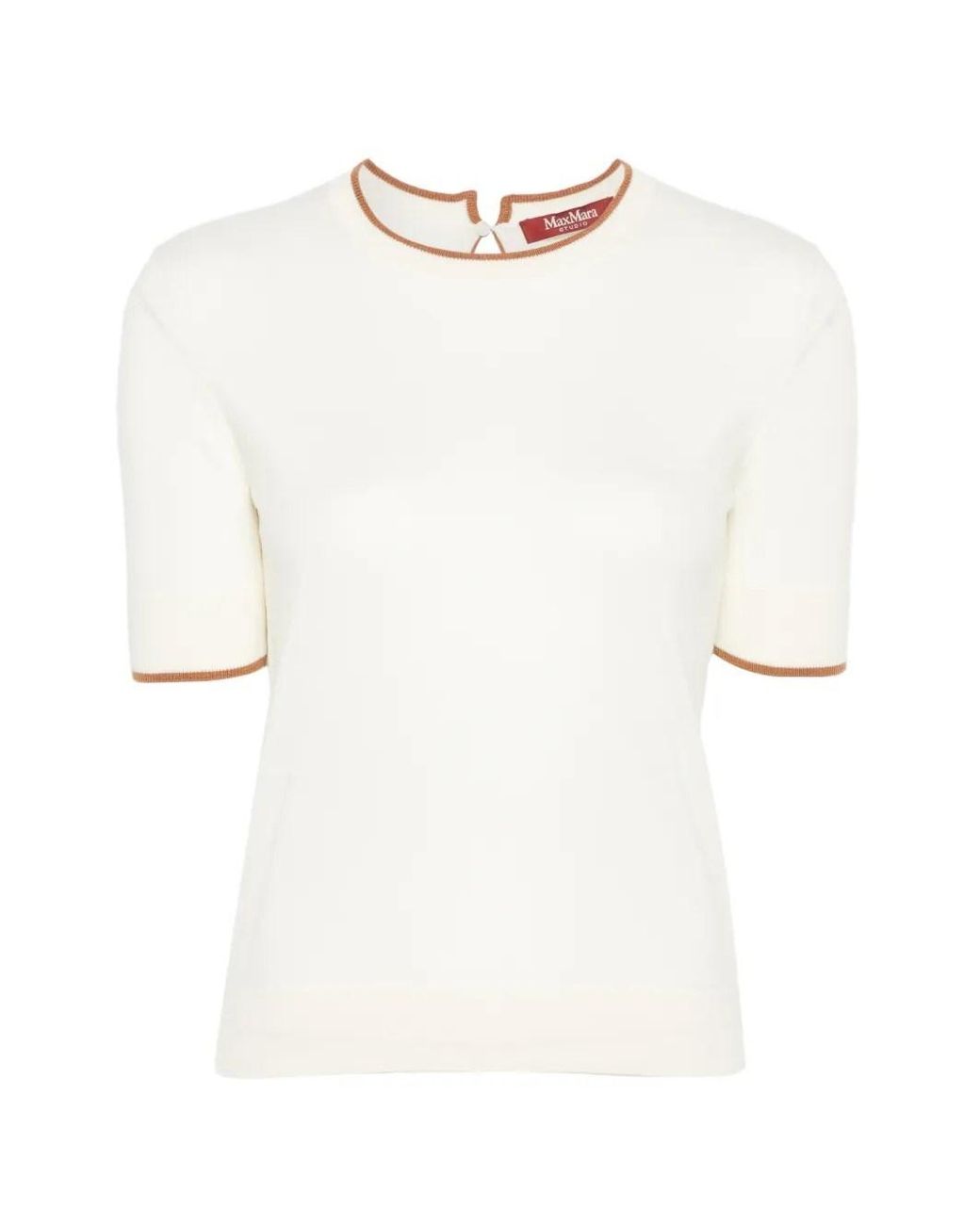 Max Mara White Contrast-Trim Short-Sleeve T-Shirt