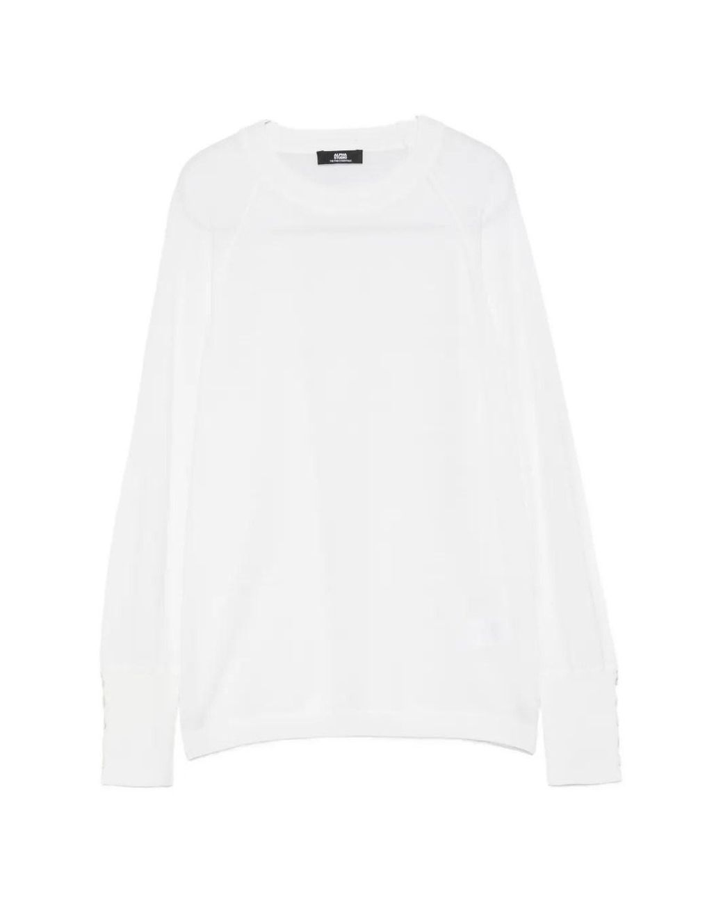 Alpha Studio White Crew Neck Sweater