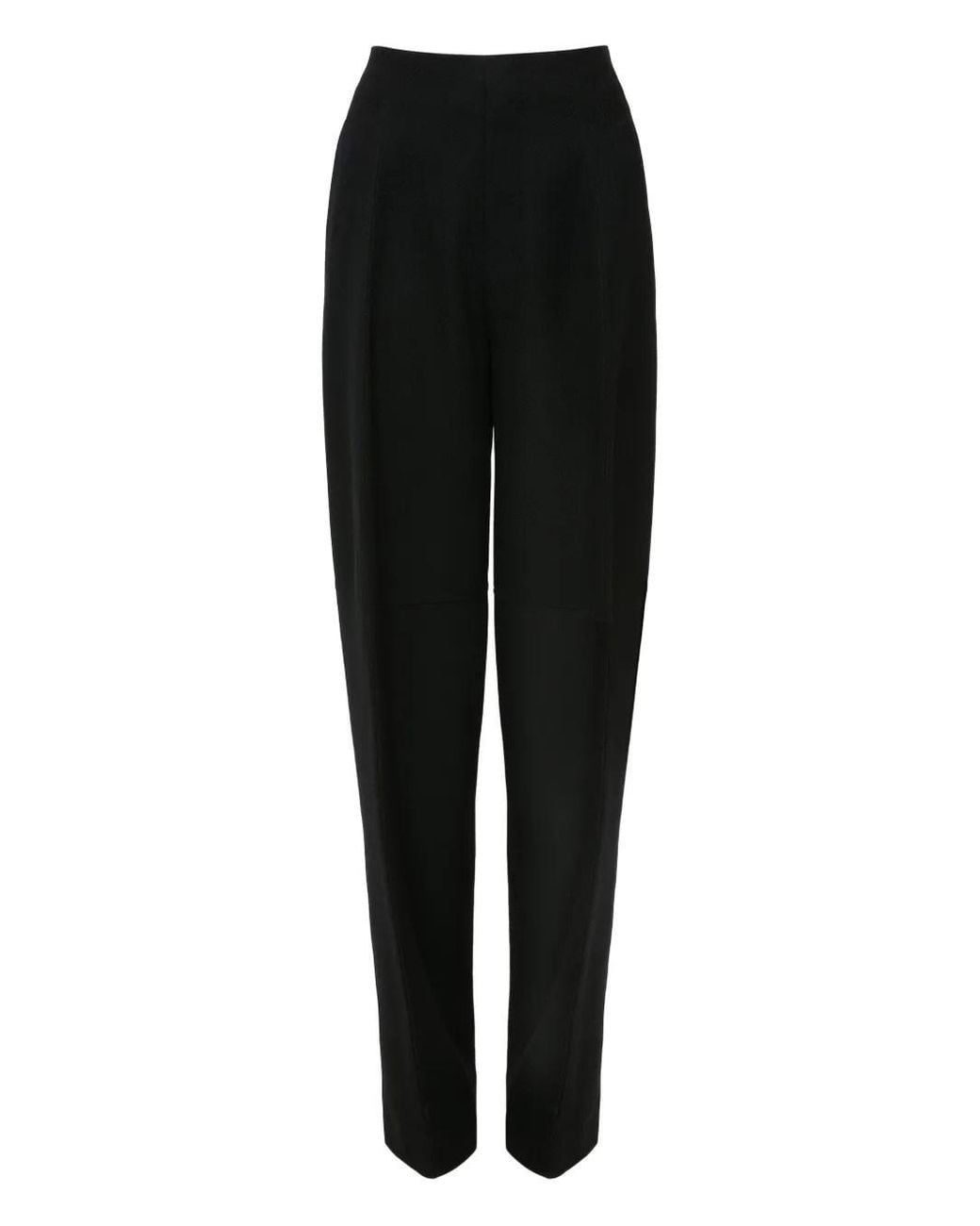 Victoria Beckham Black Virgin Wool Heavyweight Gabardine Tailored Pleated Trousers