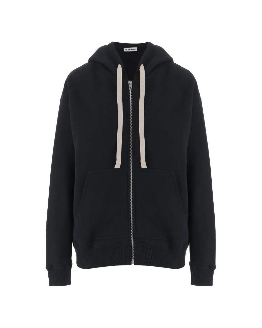 Jil Sander Black Logo-Print Zip-Up Hoodie