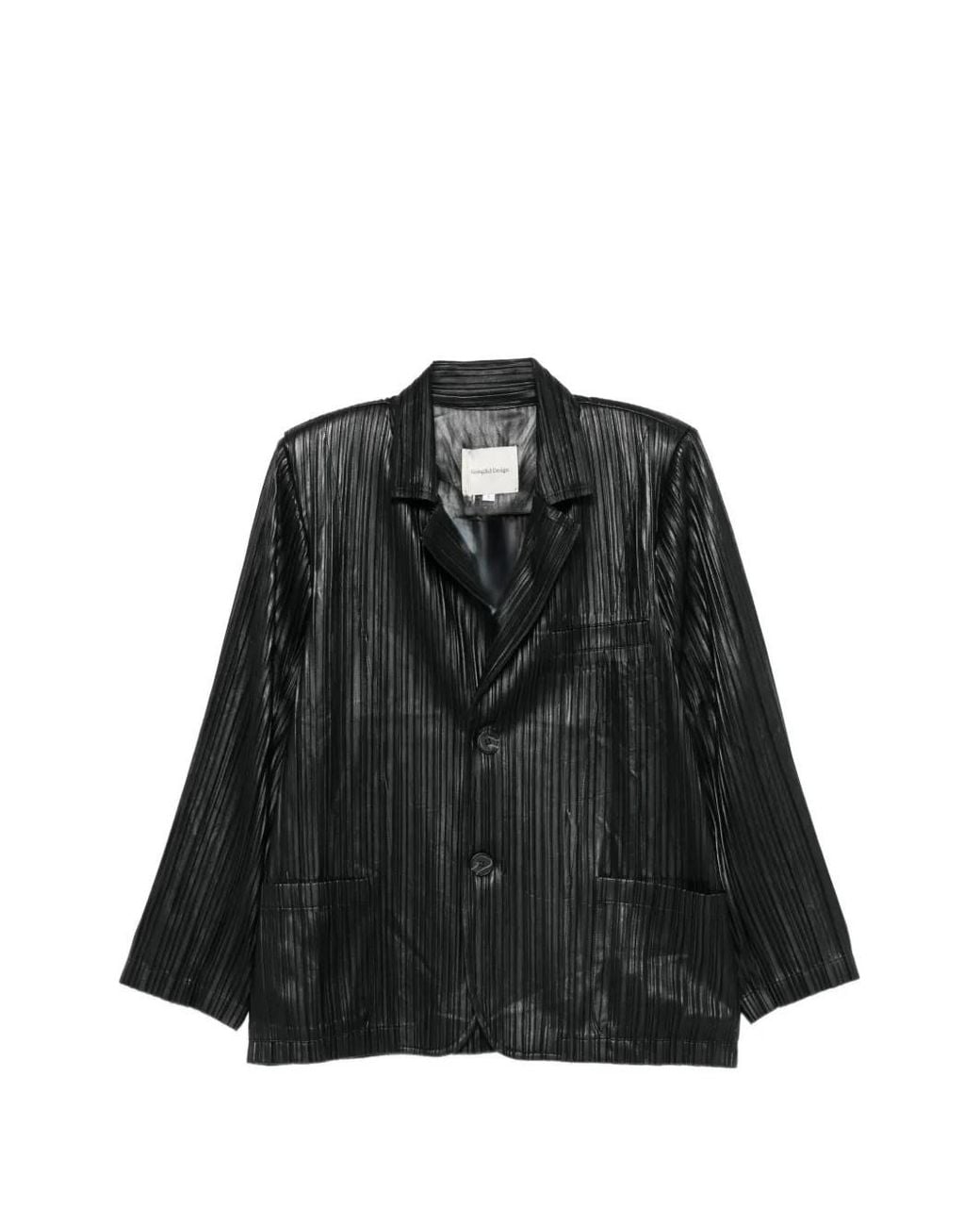 GONGDID DESIGN Black Faux Leather Blazer