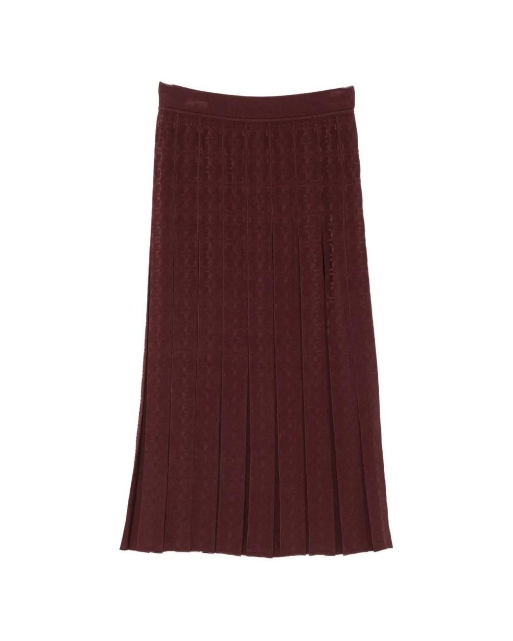 Tory Burch Purple Monogram-Pattern Midi Skirt