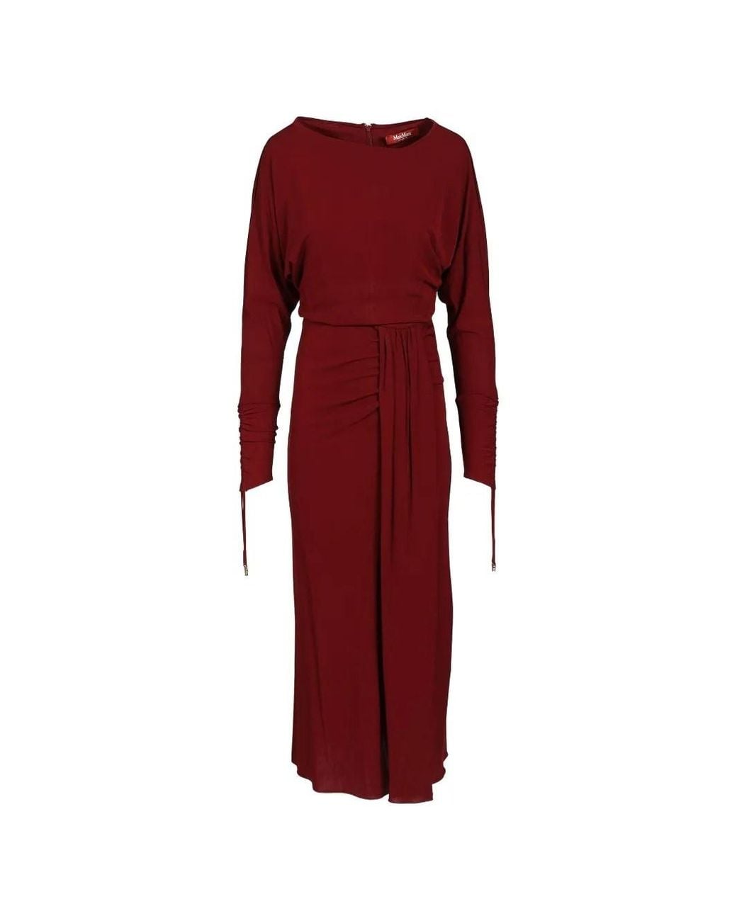 Max Mara Red Long-Sleeve Maxi Dress