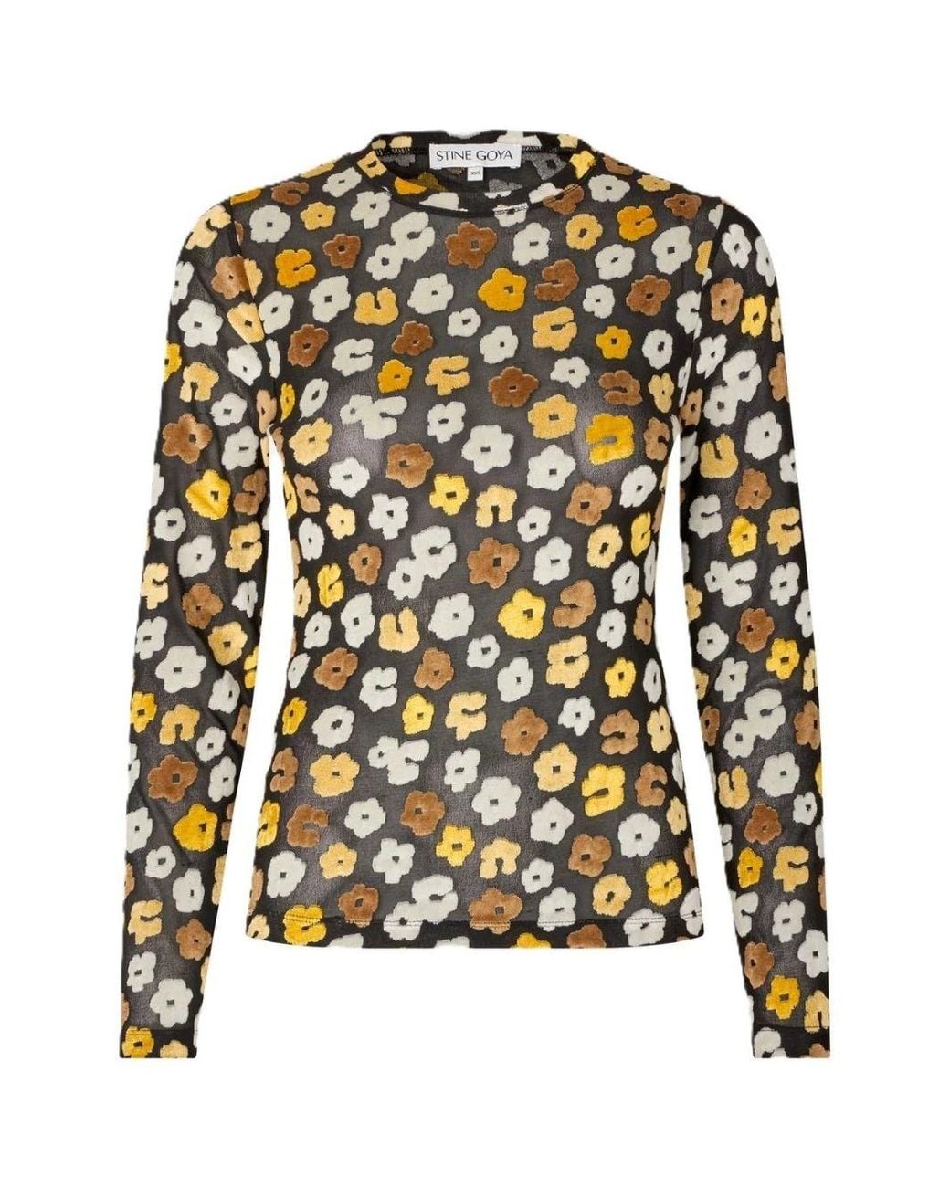 Stine Goya Black Velvet Devore Top
