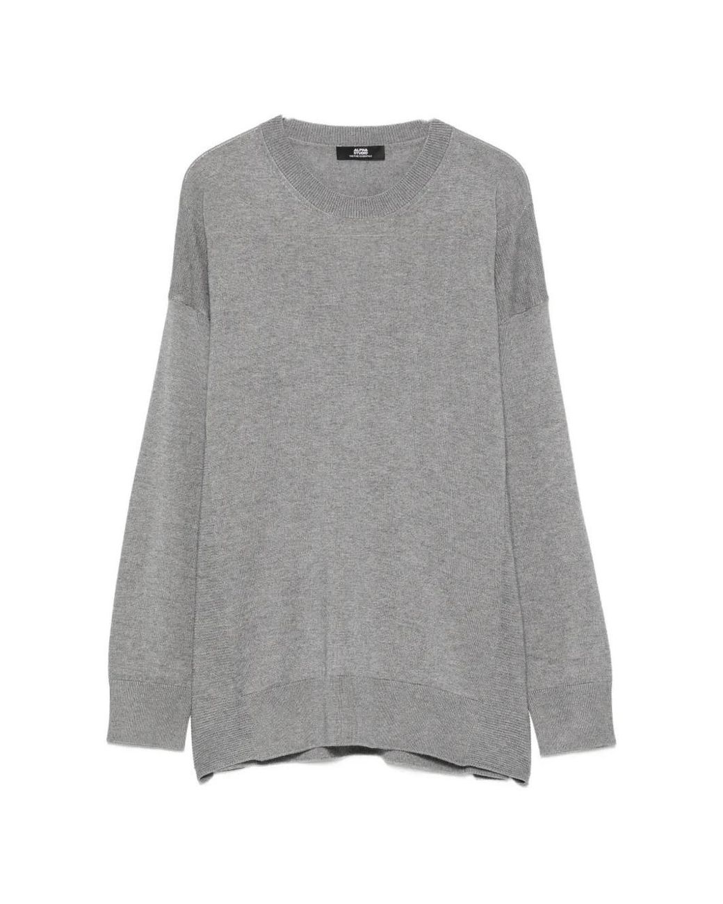 Alpha Studio Gray Crew Neck Sweater