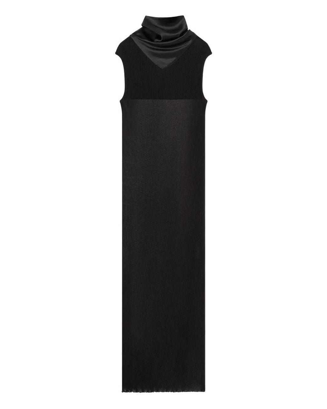 Lanvin Black Pleated Jersey Dress