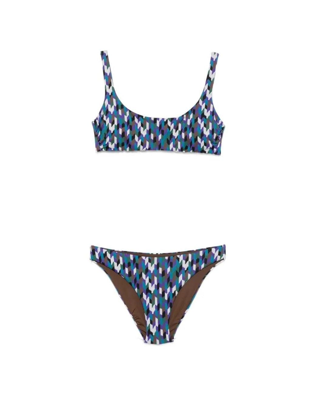 Fisico Blue Multicolor Print Bikini Set