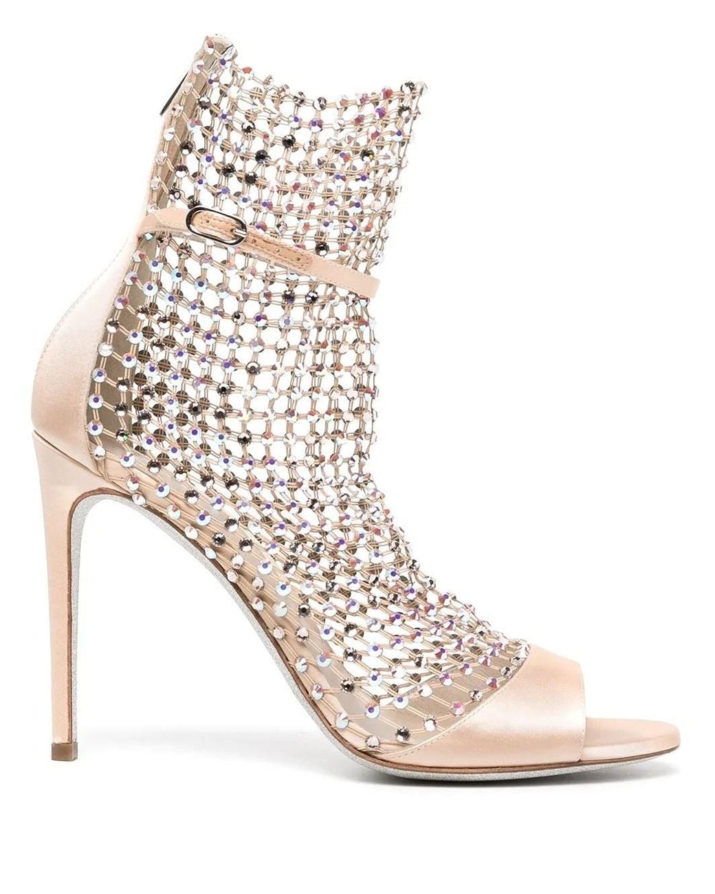 Rene Caovilla White 105Mm Crystal-Embellished Mesh Sandals