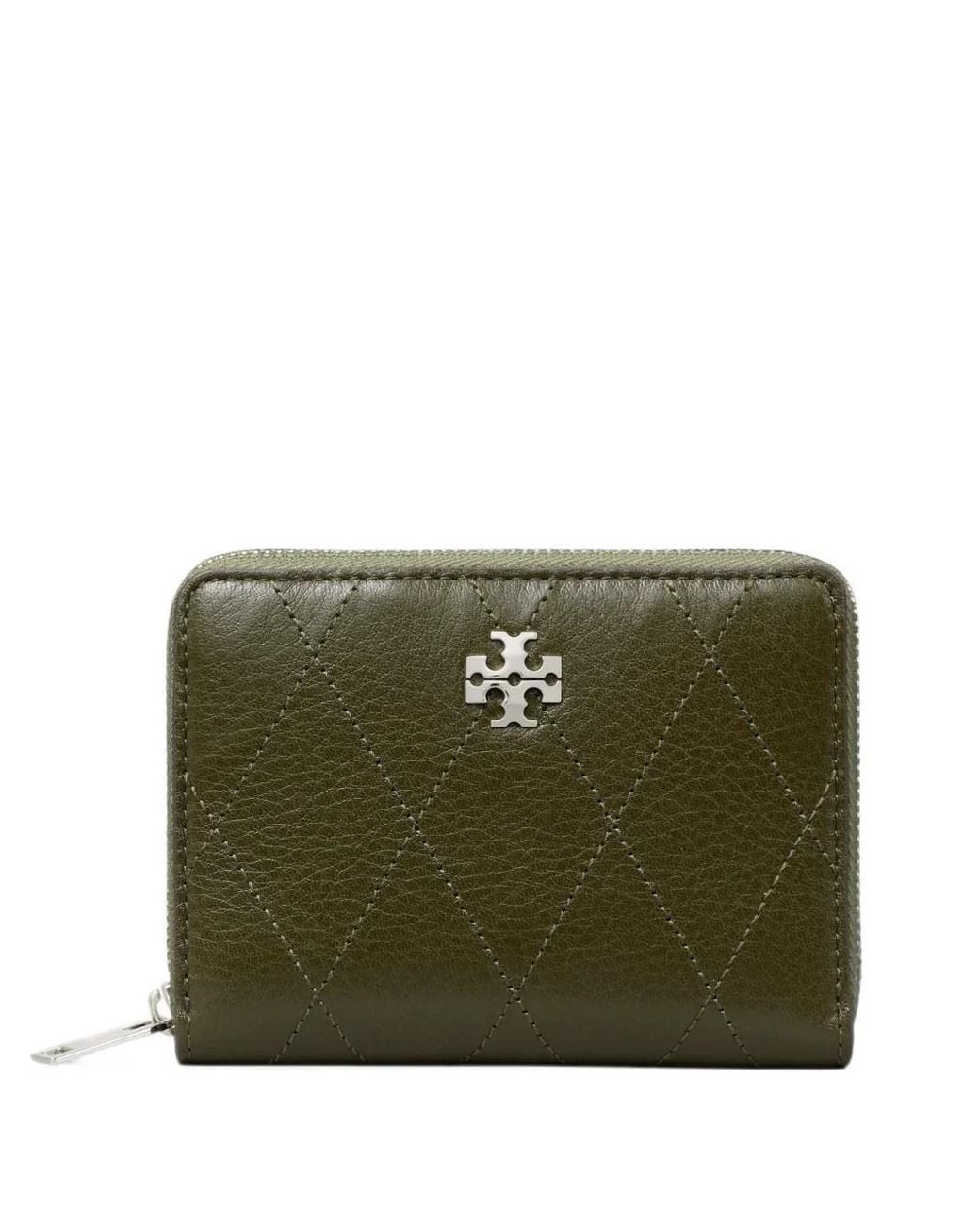 Tory Burch Green Petit Portefeuille Matelassé Charlie