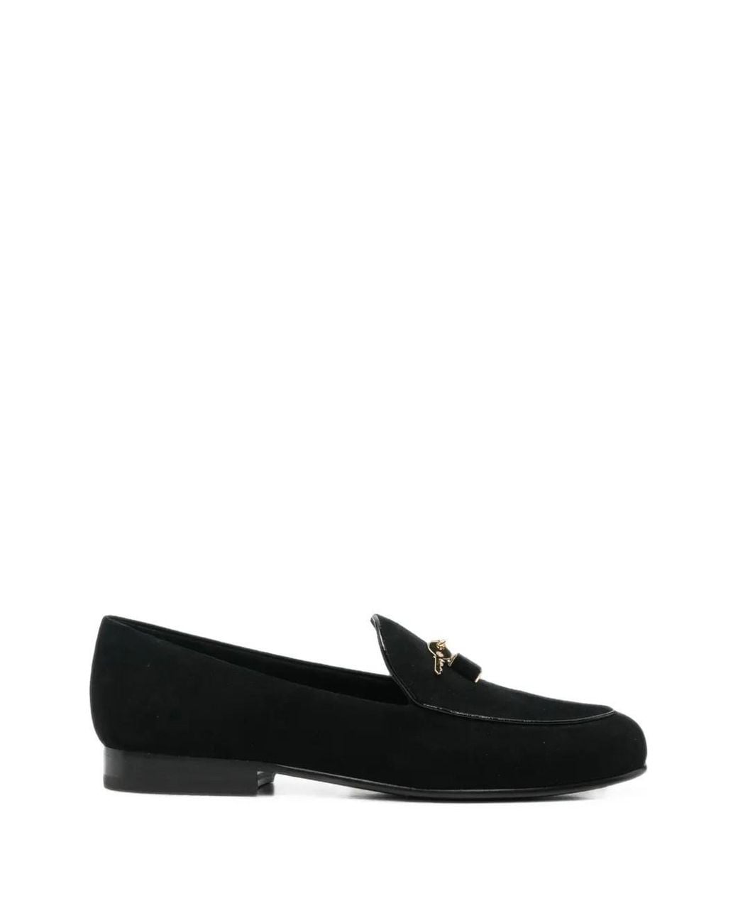 Tory Burch Black Lock Suede Loafers