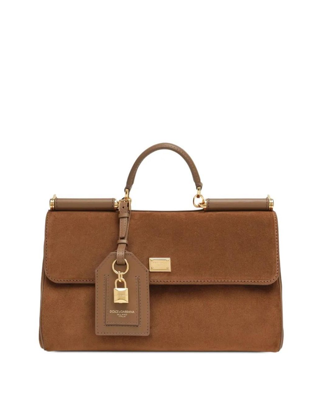 Dolce & Gabbana Brown Sac À Main My Sicily Format Moyen En Cuir De Veau Plongé