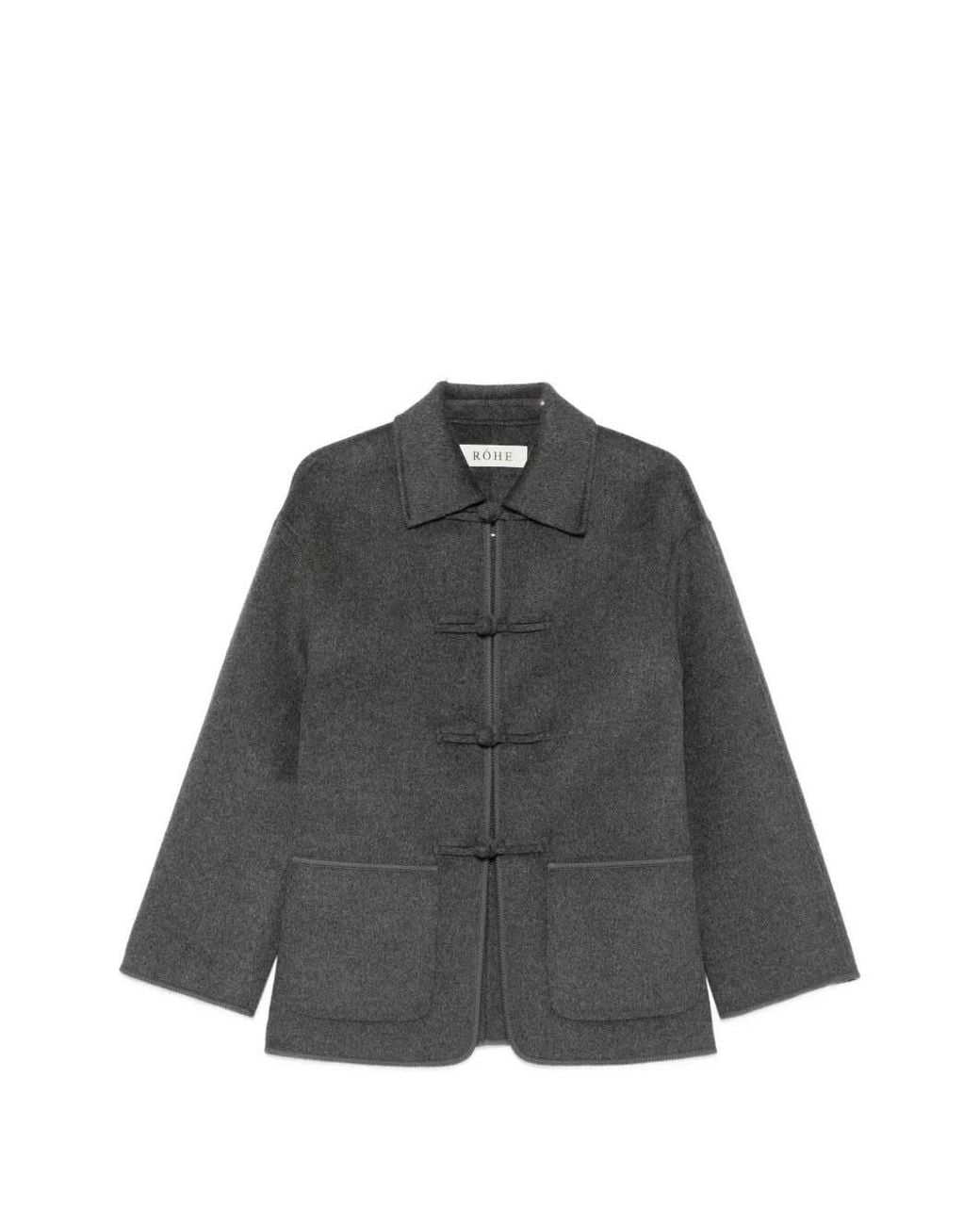 Rohe Black Double-faced Wool Pankou Closure Jacket