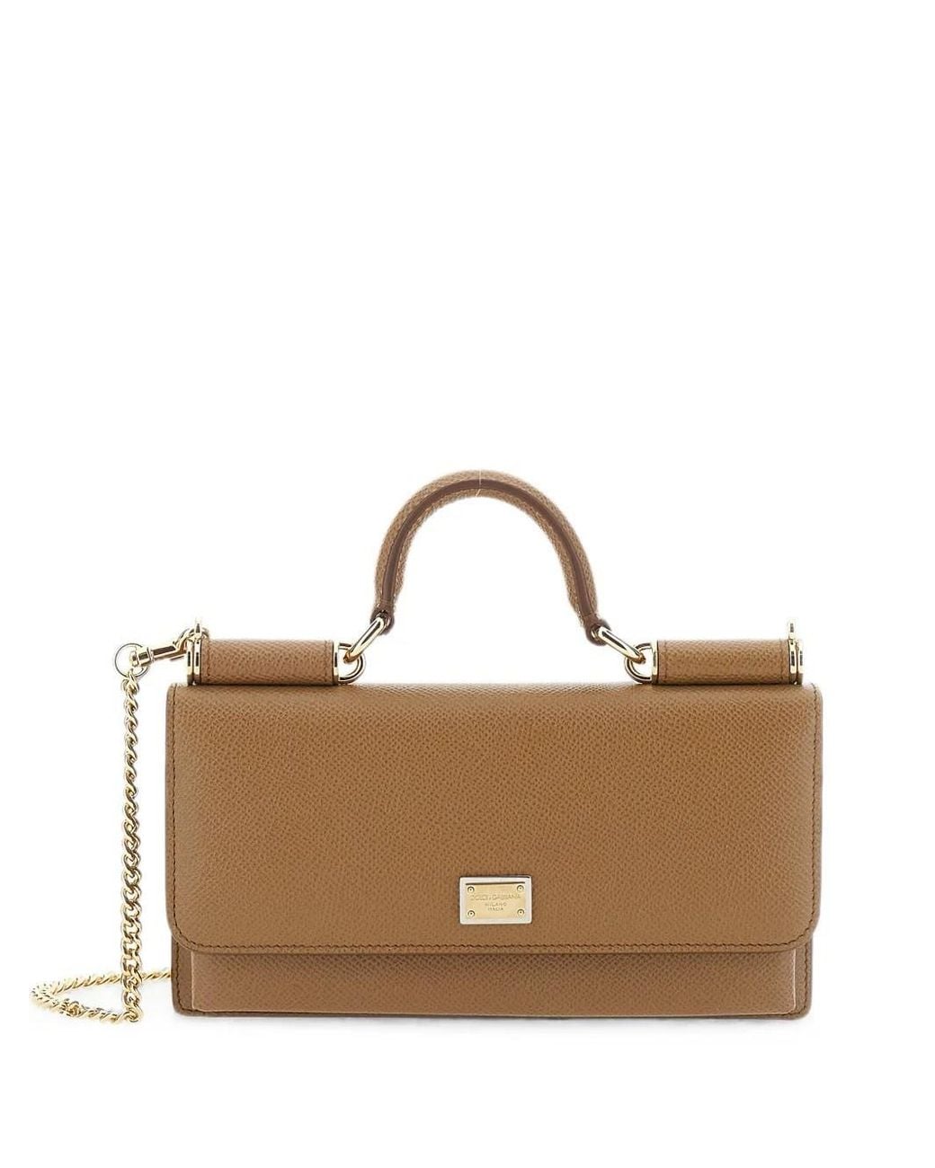 Dolce & Gabbana Brown Dauphine Leather Mini Bag