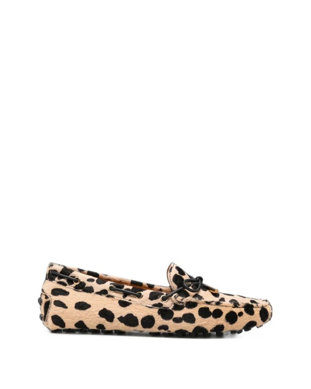 Tod's White Gommino Driving Shoes In Pony-skin Effect Leather