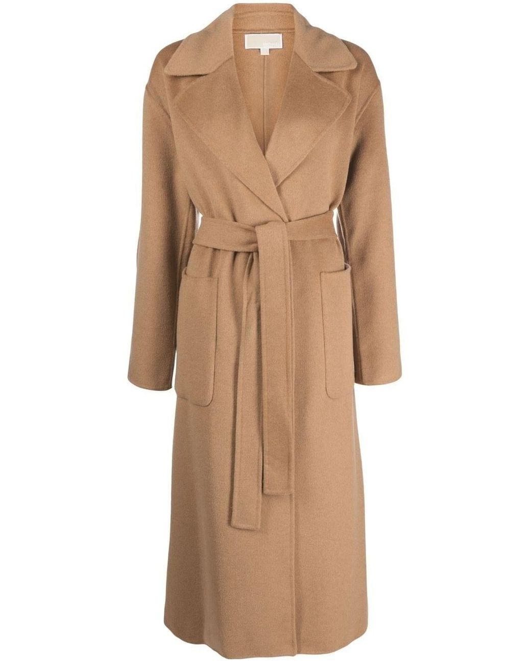 MICHAEL Michael Kors Belted Wool-blend Coat in Natural | Lyst