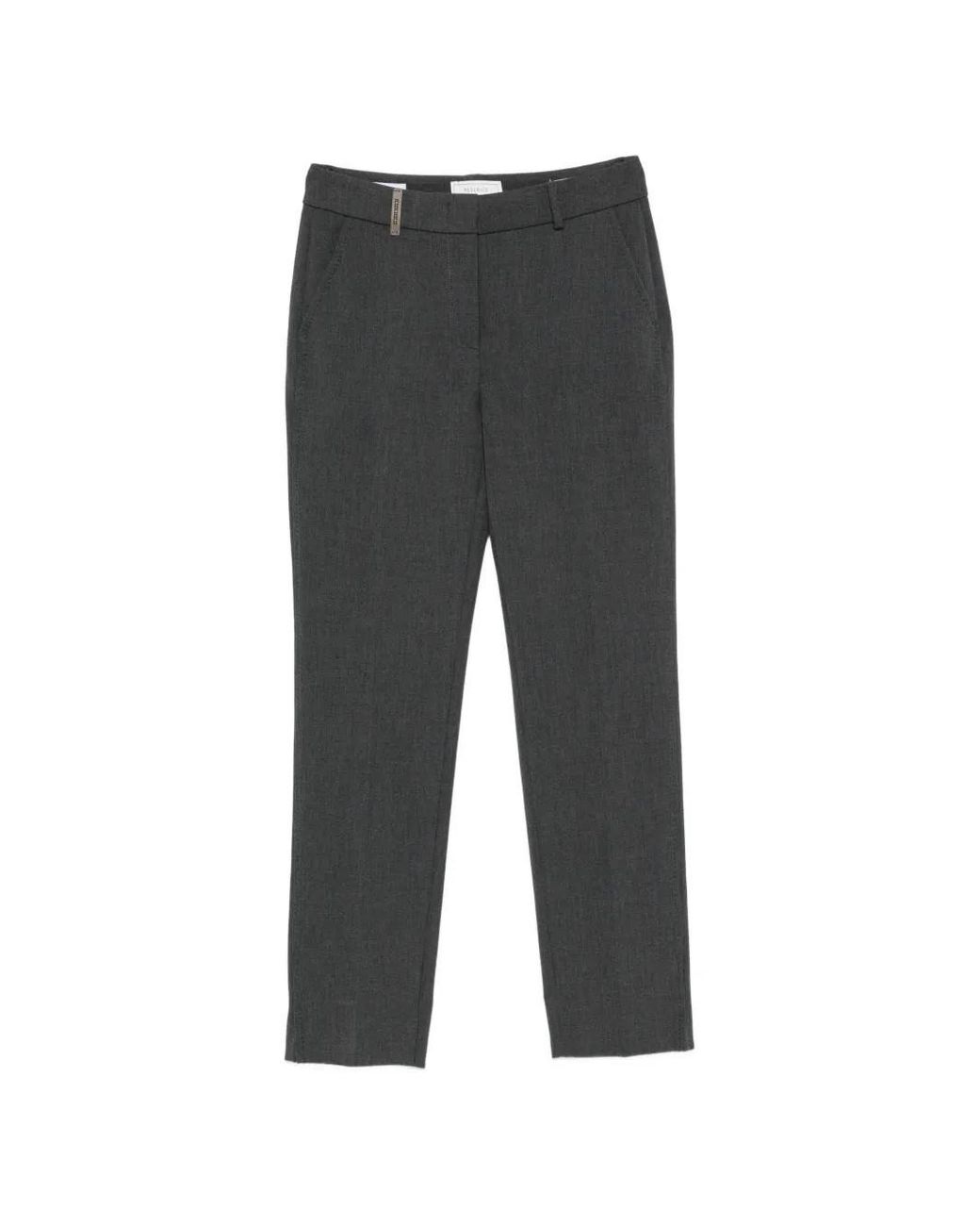 Peserico Gray Straight-Leg Tailored Trousers