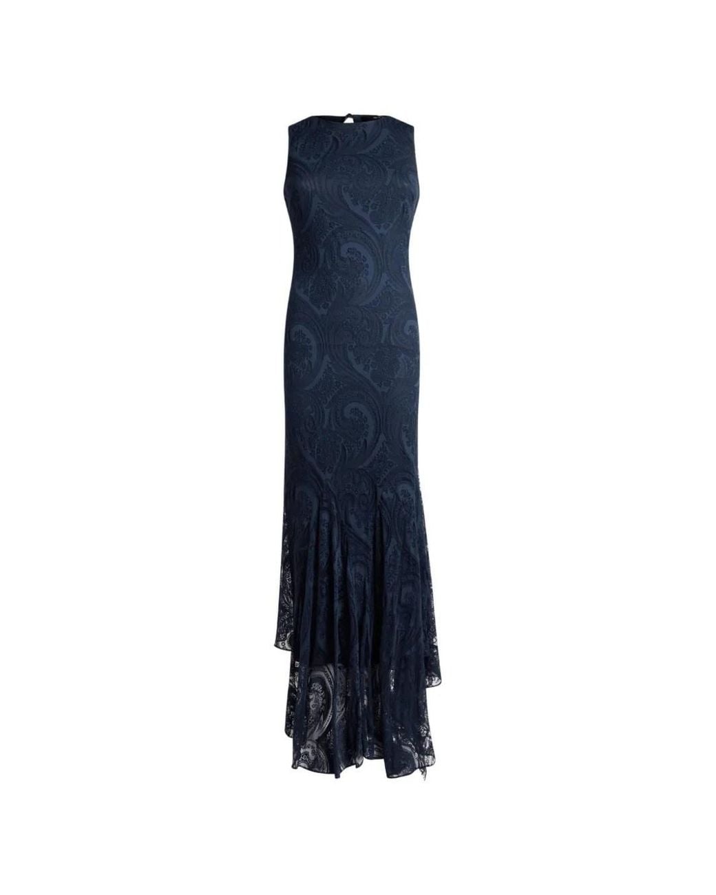 Etro Blue Robe Longue En Jersey Burnout Mélangé De Coton À Motif Paisley