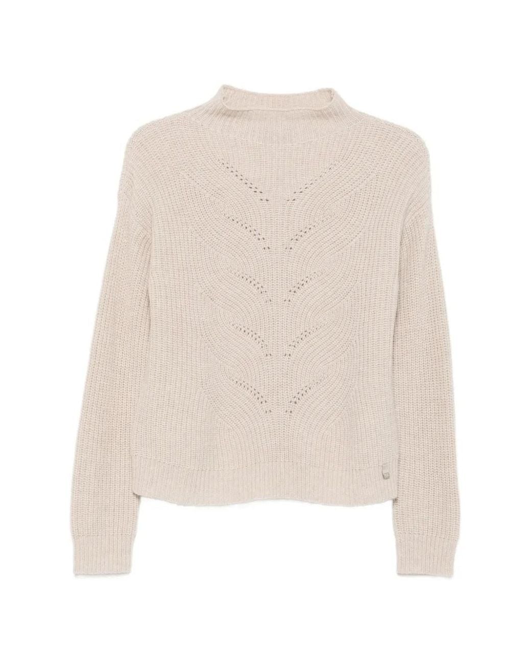 Herno White Ribbed-Knit High-Neck Sweater