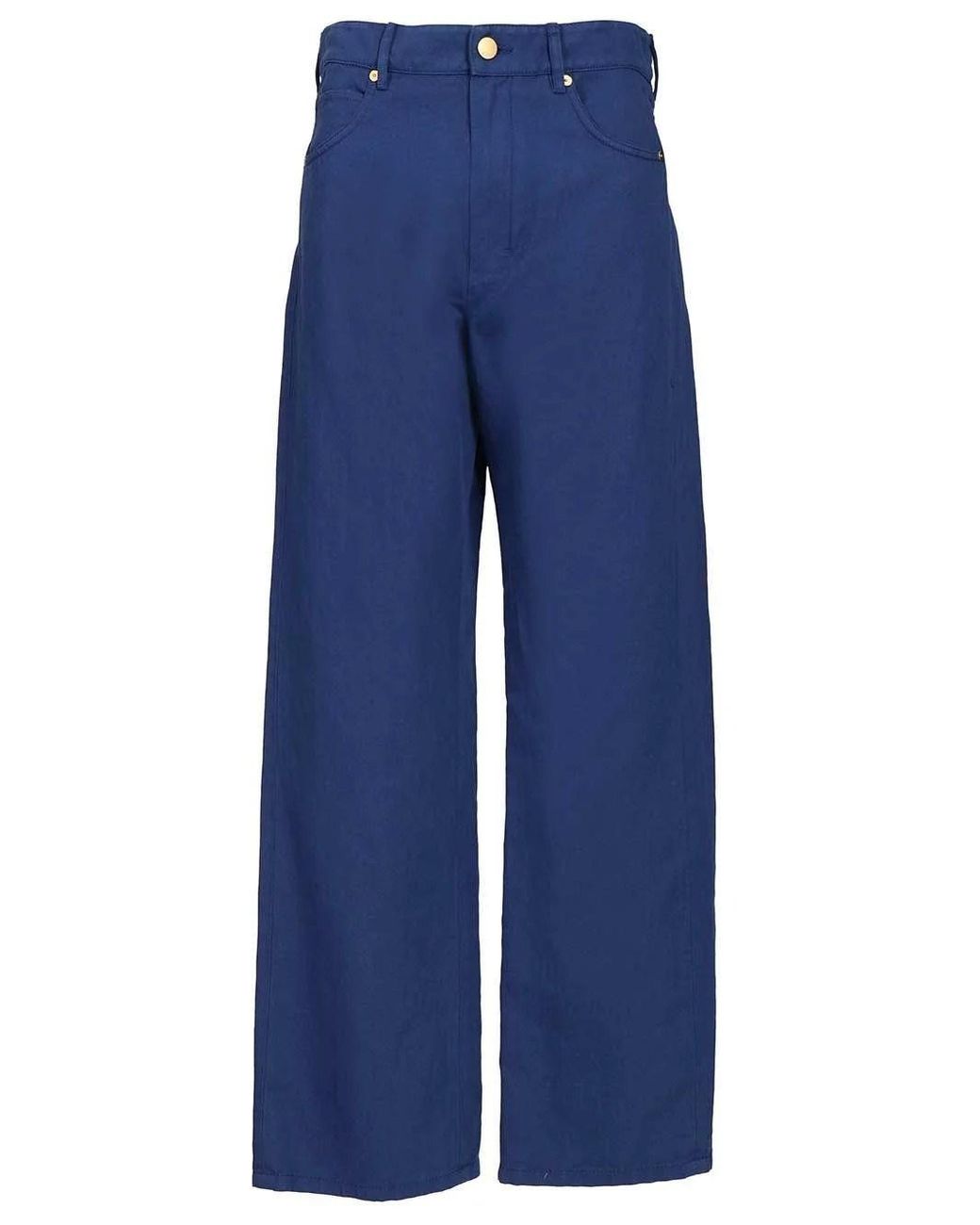 Max Mara Blue Cotton And Linen Drill Trousers