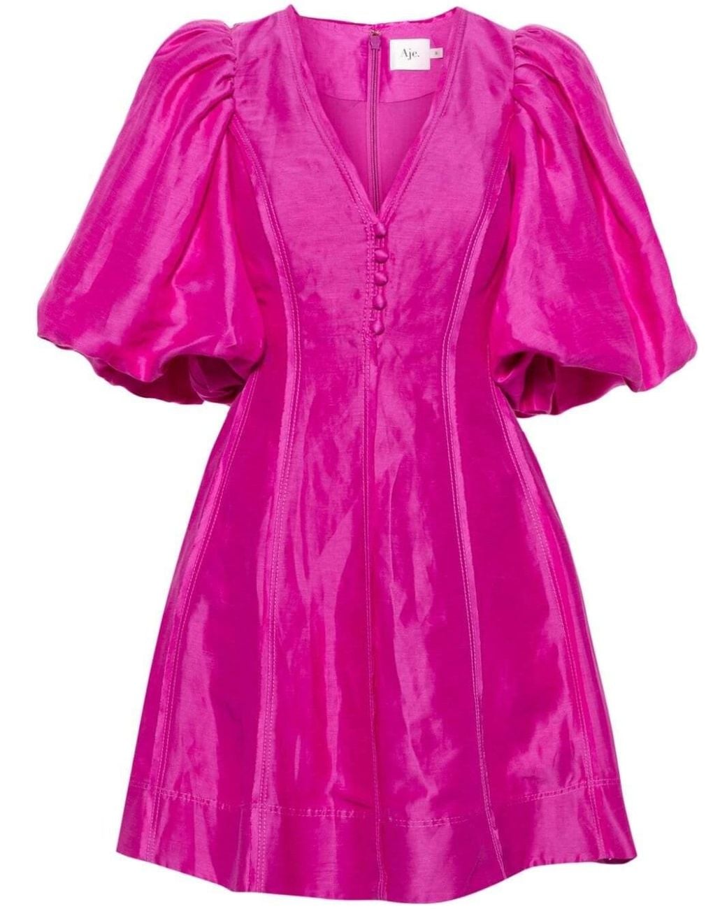 aje puff sleeve mini dress Adelie Puff Sleeve Mini Dress-PLUM PURPLE / 4